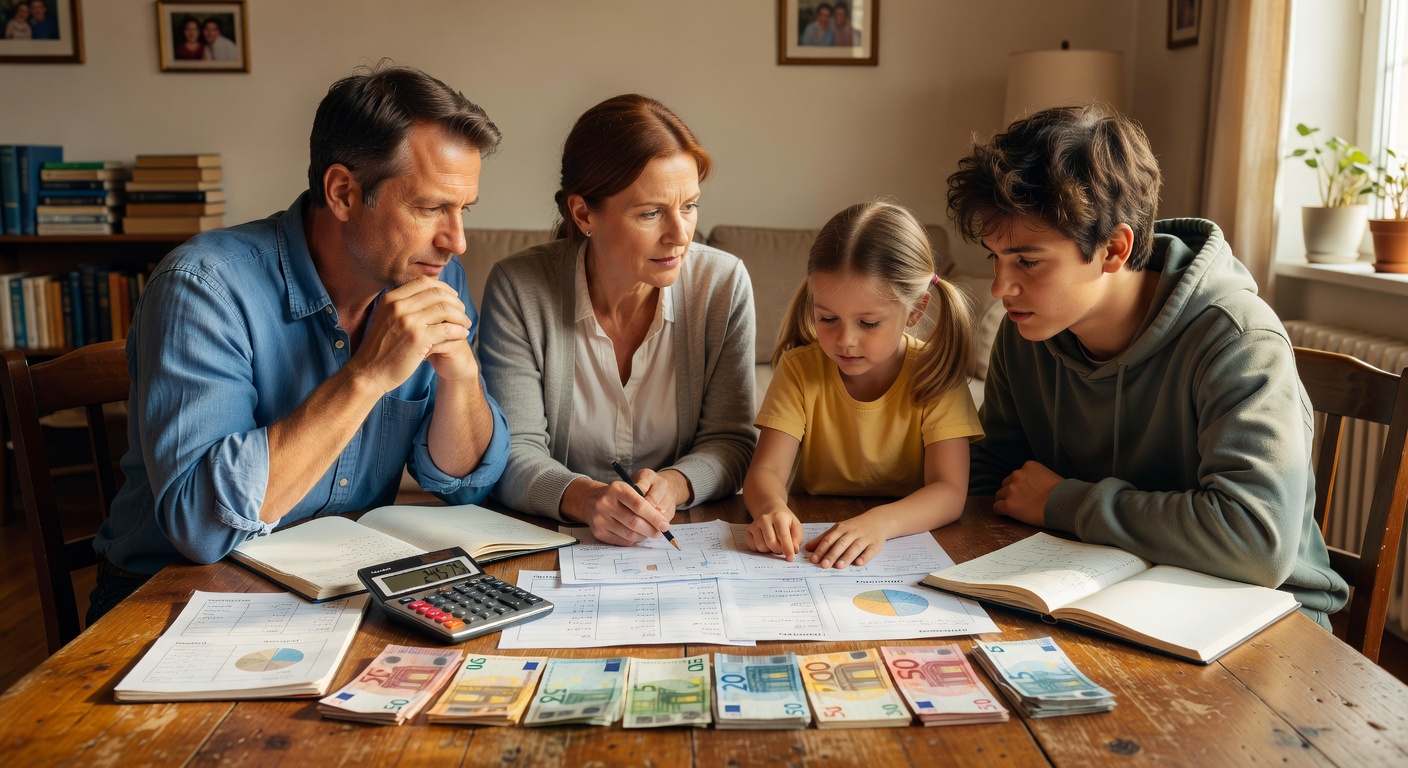 Familia planificando su presupuesto