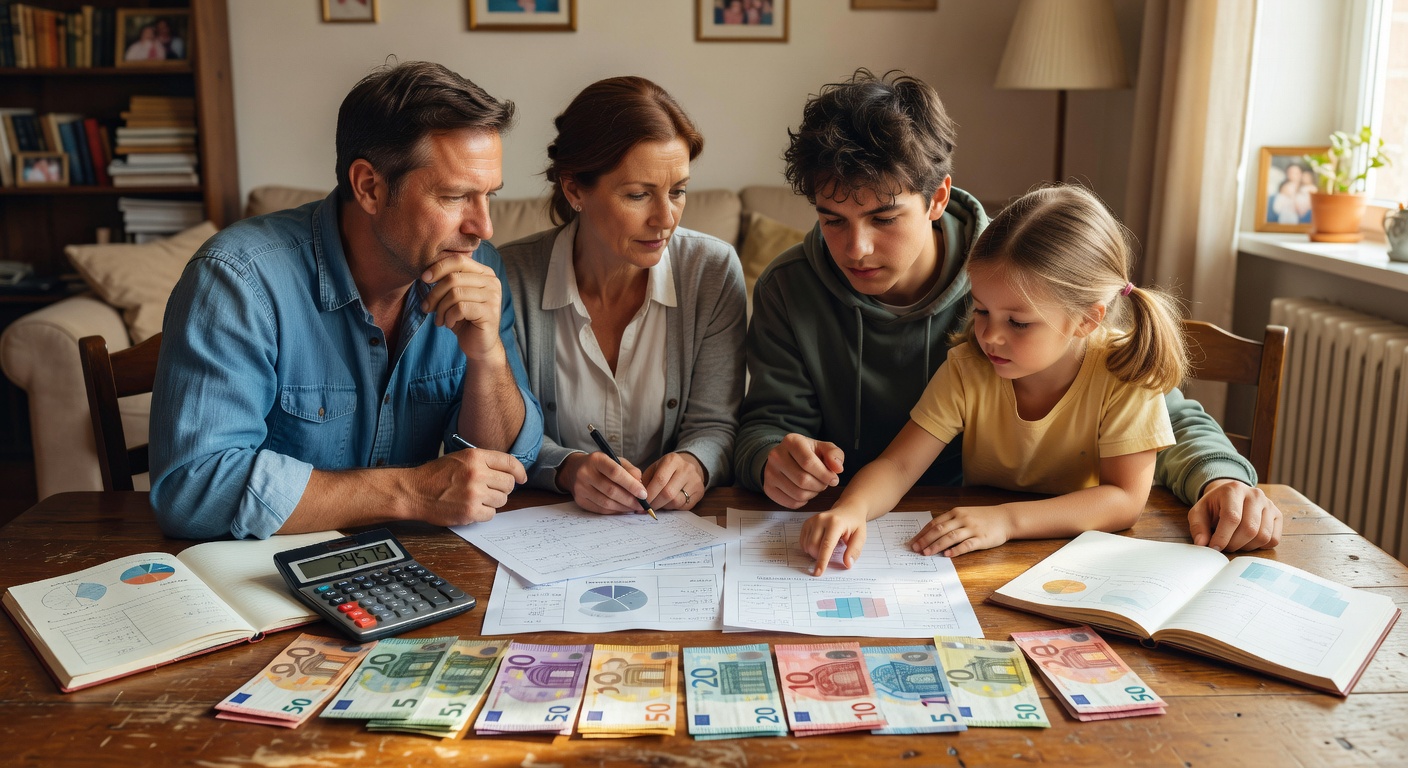 Familia creando su presupuesto