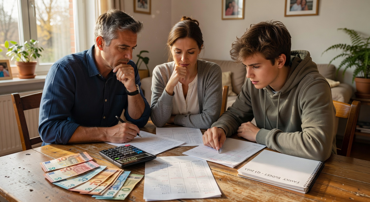 Familia aprendiendo finanzas