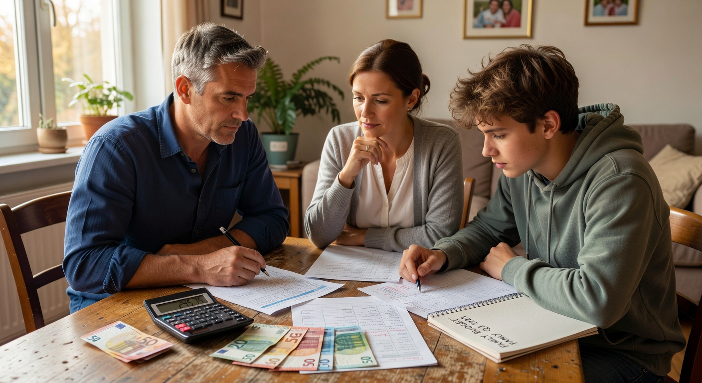 Familia planificando presupuesto