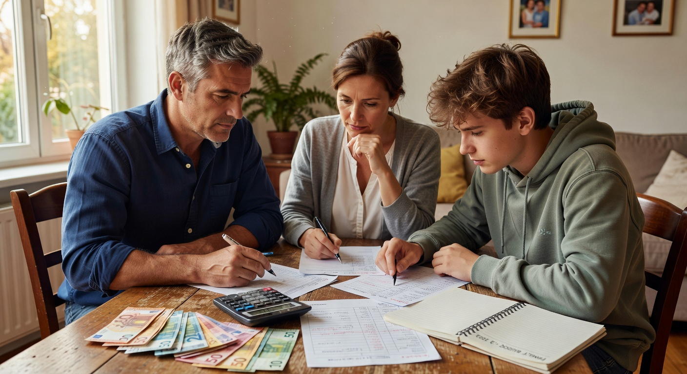 Familia haciendo presupuesto
